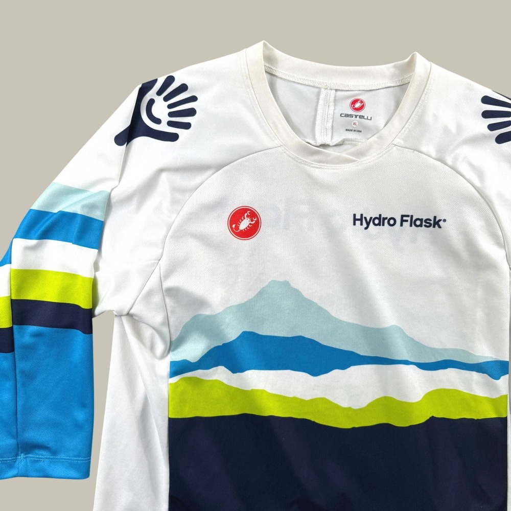 Castelli Cycling Jersey Mens XL White Hydro Flask Mountain 3/4 Sleeve MTB Trail
